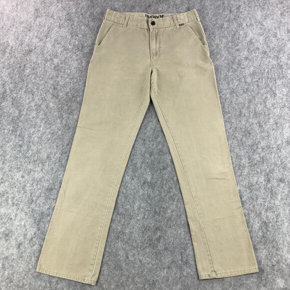 Hurley Youth Boys Jeans Sz 16 Tan Flex Stretch Straight Adjustable Stretch Waist - Picture 1 of 12